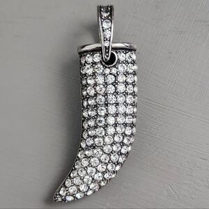 Silver Horn Rhinestone Pendant